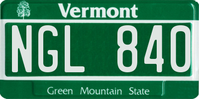 VT license plate NGL840