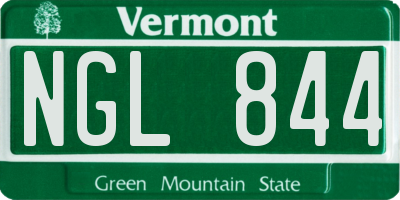 VT license plate NGL844