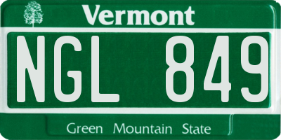 VT license plate NGL849