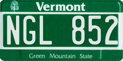 VT license plate NGL852