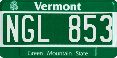VT license plate NGL853