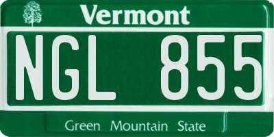 VT license plate NGL855