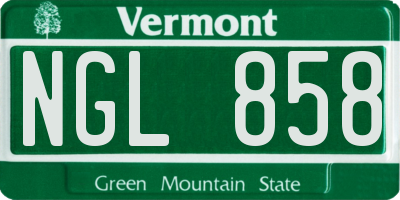 VT license plate NGL858