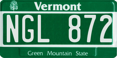 VT license plate NGL872