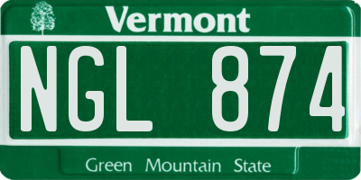VT license plate NGL874