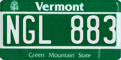 VT license plate NGL883