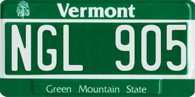 VT license plate NGL905
