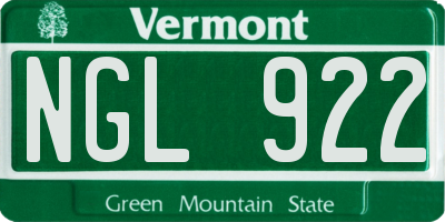 VT license plate NGL922