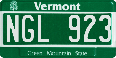 VT license plate NGL923