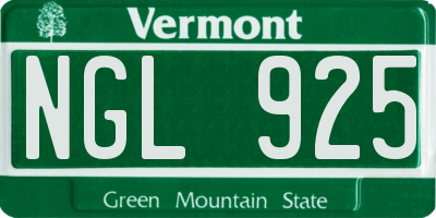 VT license plate NGL925