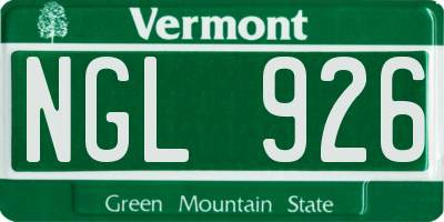 VT license plate NGL926