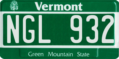 VT license plate NGL932