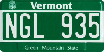 VT license plate NGL935