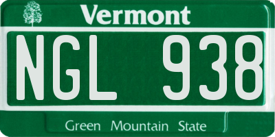 VT license plate NGL938