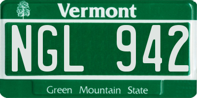 VT license plate NGL942