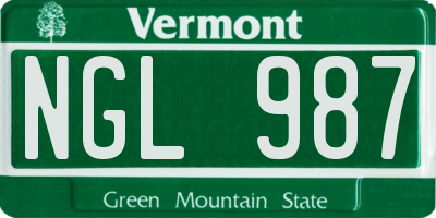 VT license plate NGL987