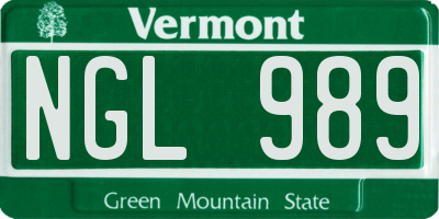 VT license plate NGL989