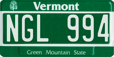 VT license plate NGL994