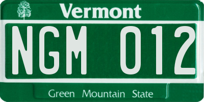 VT license plate NGM012