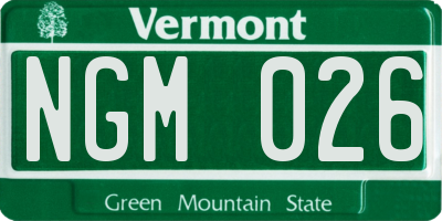 VT license plate NGM026