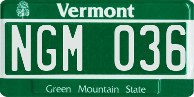 VT license plate NGM036
