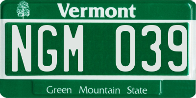 VT license plate NGM039