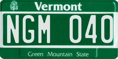 VT license plate NGM040