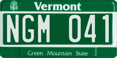 VT license plate NGM041
