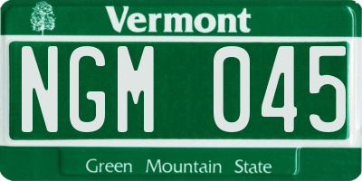 VT license plate NGM045