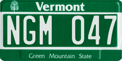 VT license plate NGM047