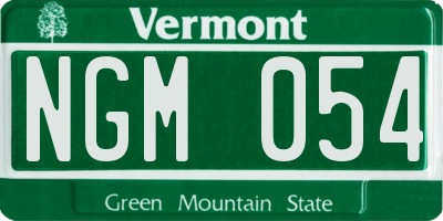 VT license plate NGM054