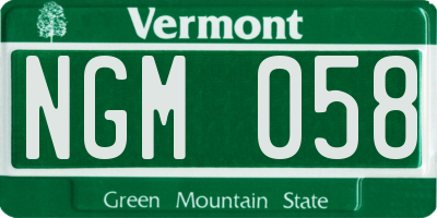 VT license plate NGM058