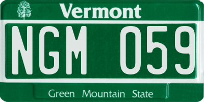 VT license plate NGM059