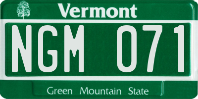 VT license plate NGM071