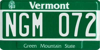 VT license plate NGM072