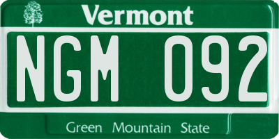 VT license plate NGM092