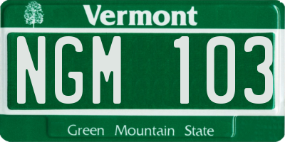 VT license plate NGM103