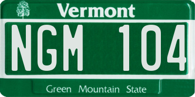 VT license plate NGM104