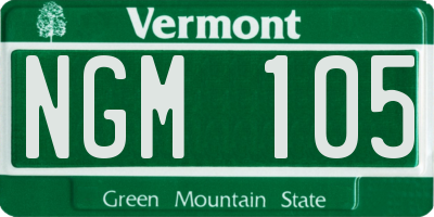 VT license plate NGM105