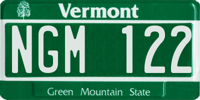 VT license plate NGM122