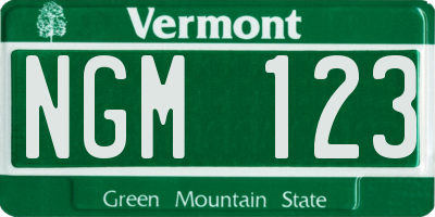 VT license plate NGM123