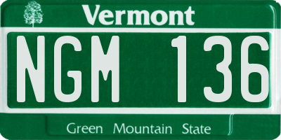 VT license plate NGM136