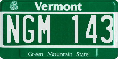 VT license plate NGM143