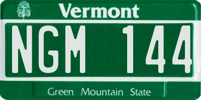 VT license plate NGM144