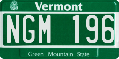VT license plate NGM196