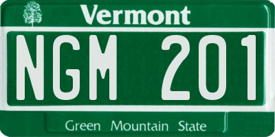 VT license plate NGM201