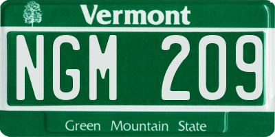 VT license plate NGM209