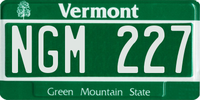 VT license plate NGM227