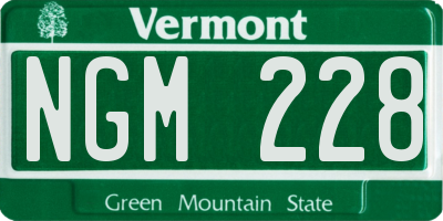 VT license plate NGM228