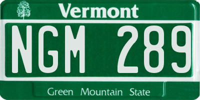 VT license plate NGM289